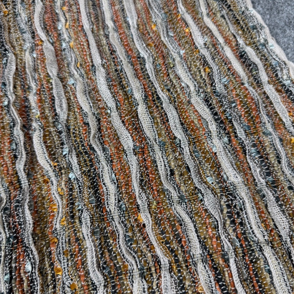 Collection XVIII Multi Color Striped Knit Scarf Metallic Silver Sequin Fringe - Picture 2 of 5